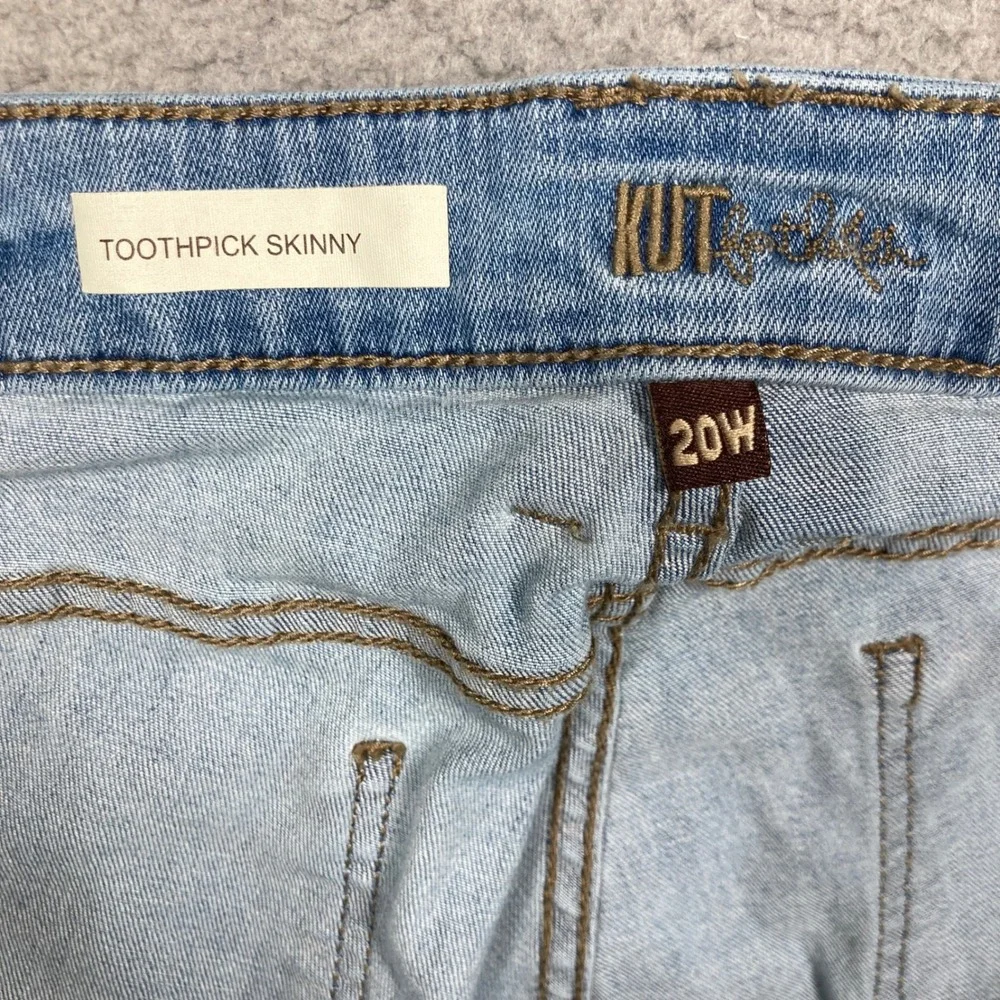 Kut from the Kloth Toothpick Skinny Jeans Women 20W‎ Light Wash Distressed Denim